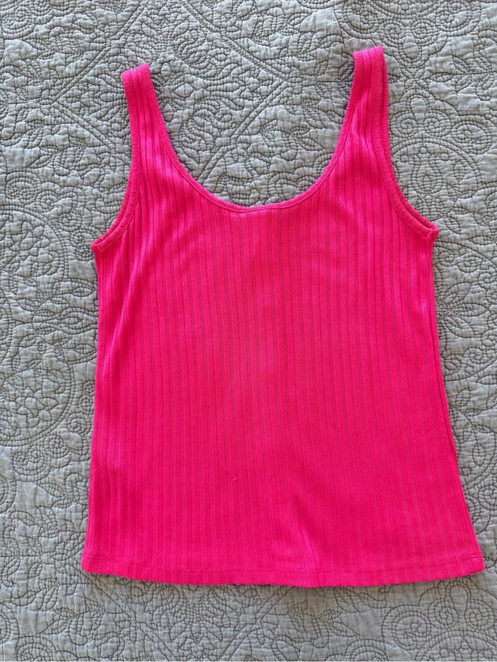H&M Ribbed Button-Front Tank Top - Hot Pink - Picture 2 of 3